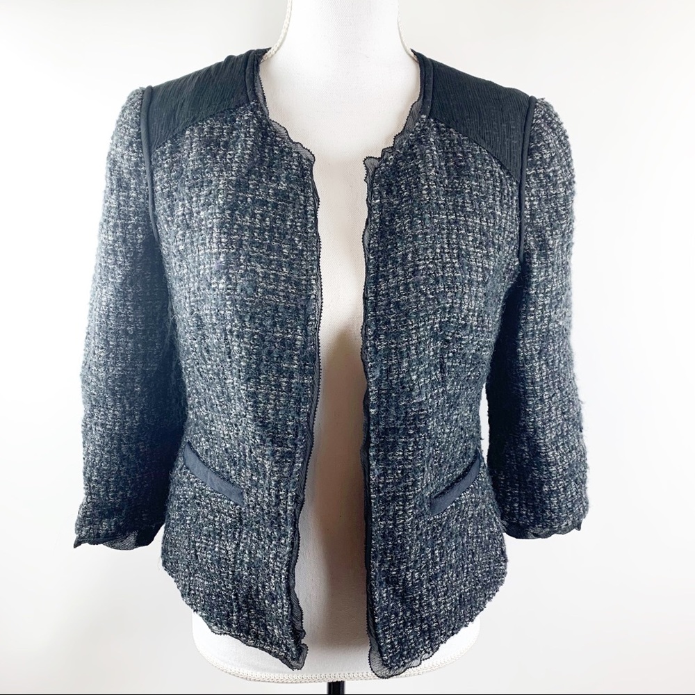 Ann Taylor Black Tweed Wool Blazer 4